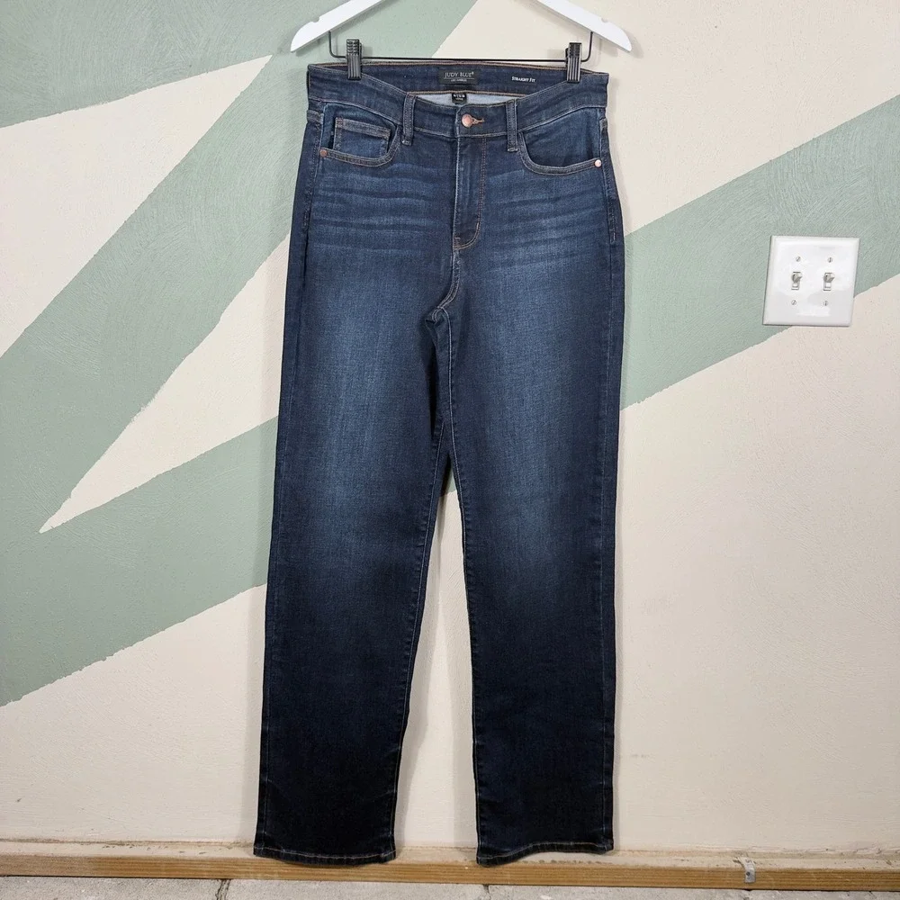 Judy Blue Straight Fit Jeans Womens 9/29 Long Dark Wash Stretch Denim Pants